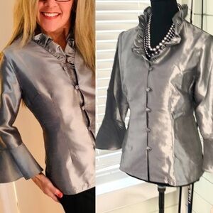🔥VTG McCulley’s,HighlandsStunning Silver Blouse,Exquisitely Designed(MSRP $285)